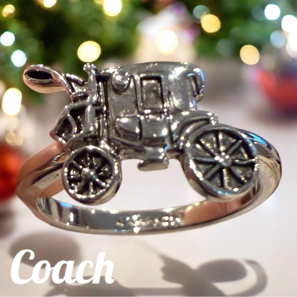 Coach silver tone coach ring with Coach brand size 7 - Picture 5 of 5